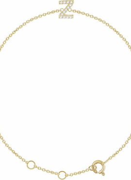 14K White Gold 1/10 CTW Natural Diamond Initial A 6-7