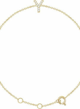 14K White Gold 1/10 CTW Natural Diamond Initial A 6-7