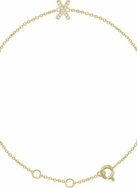 14K White Gold 1/10 CTW Natural Diamond Initial A 6-7