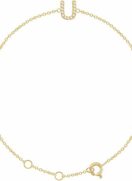 14K White Gold 1/10 CTW Natural Diamond Initial A 6-7