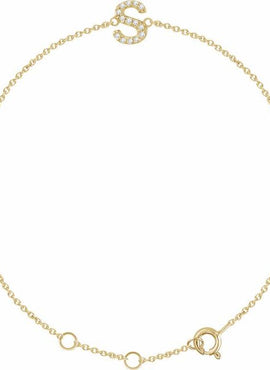 14K White Gold 1/10 CTW Natural Diamond Initial A 6-7