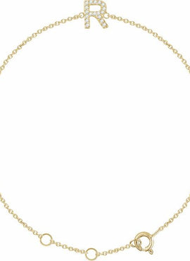 14K White Gold 1/10 CTW Natural Diamond Initial A 6-7