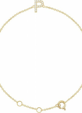 14K White Gold 1/10 CTW Natural Diamond Initial A 6-7