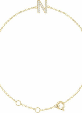 14K White Gold 1/10 CTW Natural Diamond Initial A 6-7