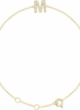 14K White Gold 1/10 CTW Natural Diamond Initial A 6-7