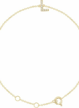 14K White Gold 1/10 CTW Natural Diamond Initial A 6-7