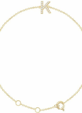 14K White Gold 1/10 CTW Natural Diamond Initial A 6-7