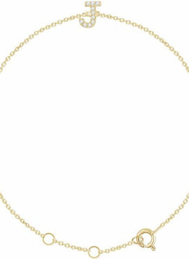 14K White Gold 1/10 CTW Natural Diamond Initial A 6-7