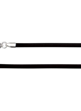 Sterling Silver 3 mm Black Rubber 18