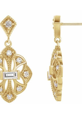14K White Gold 3/8 CTW Natural Diamond Vintage-Inspired Earrings