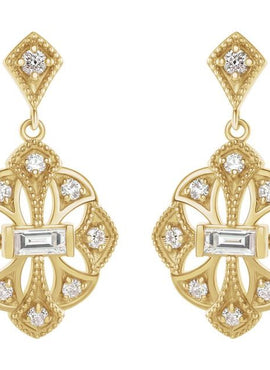 14K White Gold 3/8 CTW Natural Diamond Vintage-Inspired Earrings