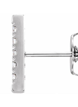 14K White Gold 1/8 CTW Natural Diamond French-Set Bar Earrings