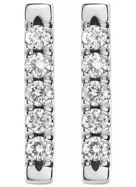 14K White Gold 1/8 CTW Natural Diamond French-Set Bar Earrings