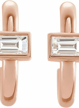 14K White Gold 1/5 CTW Natural Diamond Huggie Hoop Earrings
