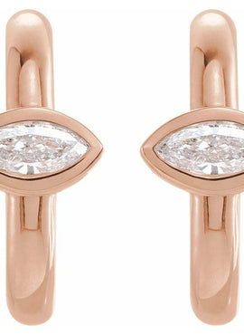 14K White Gold 1/5 CTW Natural Diamond Huggie Hoop Earrings