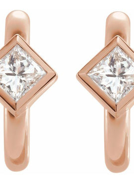 14K White Gold 1/5 CTW Natural Diamond Huggie Hoop Earrings