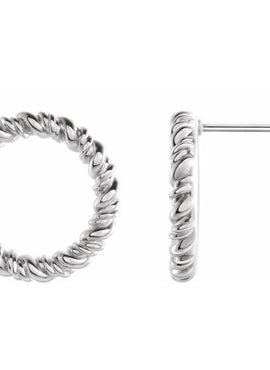 14K White Gold 9.4 mm Circle Rope Earrings