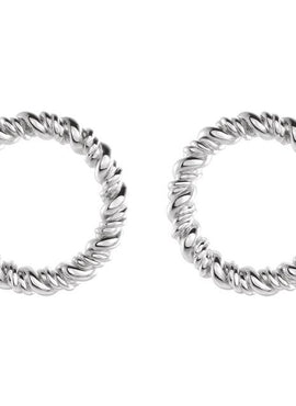 14K White Gold 9.4 mm Circle Rope Earrings