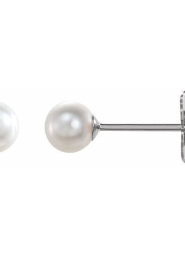 14K White Gold Cultured White Akoya Pearl Earrings