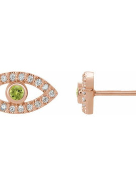 14K White Gold Natural Blue Sapphire & 1/8 CTW Natural Diamond Evil Eye Earrings