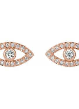 14K White Gold Natural Blue Sapphire & 1/8 CTW Natural Diamond Evil Eye Earrings
