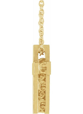14K White Gold Scroll Cross Pendant