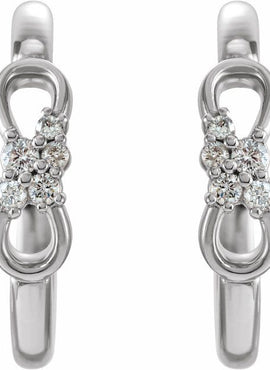 14K White Gold .08 CTW Natural Diamond Infinity-Inspired Hoop Earrings