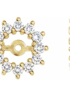 14K Yellow Gold 3/8 CTW Diamond Earring Jackets with 4.2mm ID