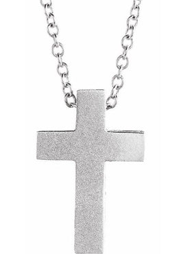 14K White Gold Scroll Cross Pendant