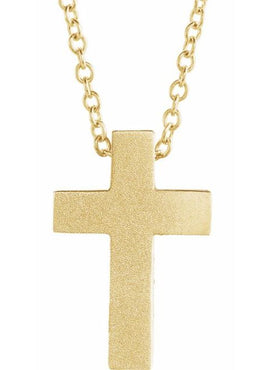 14K White Gold Scroll Cross Pendant