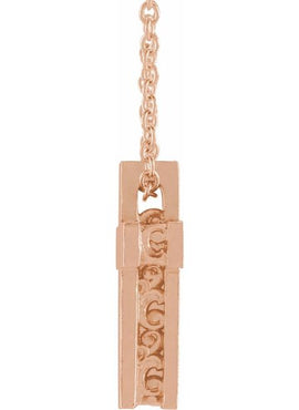 14K White Gold Scroll Cross Pendant