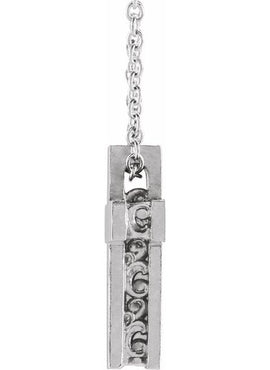 14K White Gold Scroll Cross Pendant