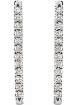 14K White Gold 1/8 CTW Natural Diamond French-Set Bar Earrings