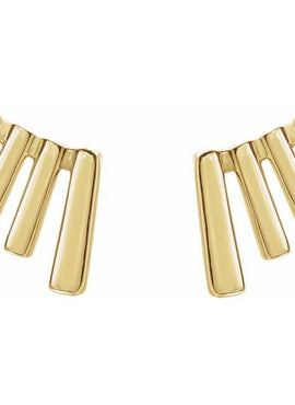 14K White Gold Fan Ear Climbers