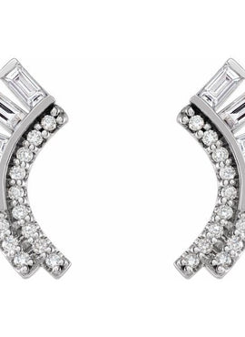 14K White Gold 1/3 CTW Natural Diamond Fan Earrings