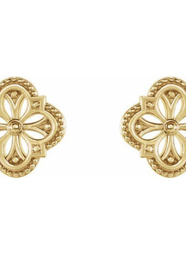 14K White Gold Vintage-Inspired Clover Earrings