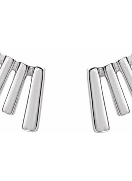 14K White Gold Fan Ear Climbers