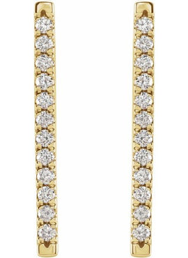 14K White Gold 1/8 CTW Natural Diamond French-Set Bar Earrings