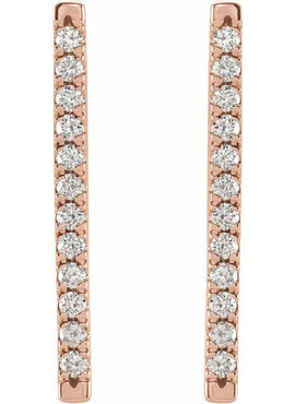 14K White Gold 1/8 CTW Natural Diamond French-Set Bar Earrings