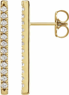 14K White Gold 1/8 CTW Natural Diamond French-Set Bar Earrings