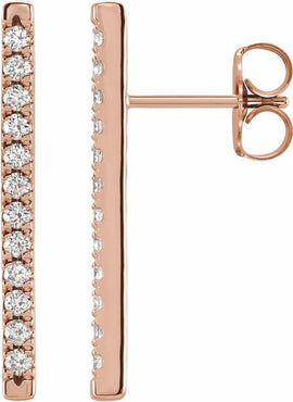 14K White Gold 1/8 CTW Natural Diamond French-Set Bar Earrings