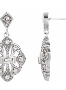 14K White Gold 3/8 CTW Natural Diamond Vintage-Inspired Earrings