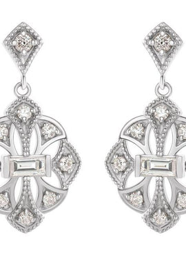 14K White Gold 3/8 CTW Natural Diamond Vintage-Inspired Earrings