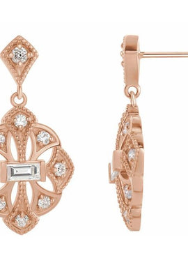 14K White Gold 3/8 CTW Natural Diamond Vintage-Inspired Earrings