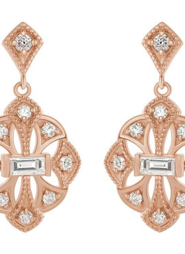 14K White Gold 3/8 CTW Natural Diamond Vintage-Inspired Earrings