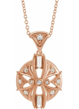 14K White Gold 1/4 CTW Natural Diamond Vintage-Inspired Pendant