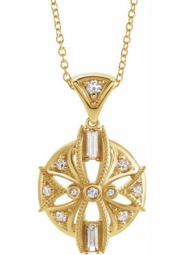 14K White Gold 1/4 CTW Natural Diamond Vintage-Inspired Pendant