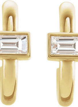 14K White Gold 1/5 CTW Natural Diamond Huggie Hoop Earrings