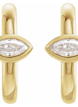 14K White Gold 1/5 CTW Natural Diamond Huggie Hoop Earrings