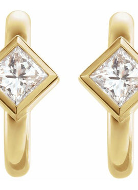 14K White Gold 1/5 CTW Natural Diamond Huggie Hoop Earrings